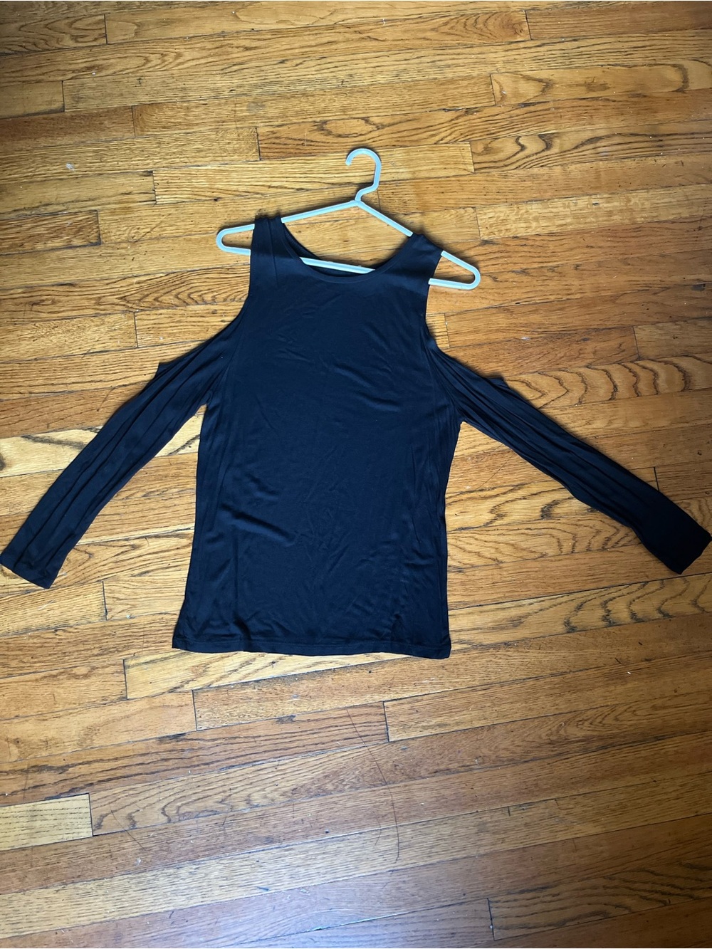 Zara Black Cold-Shoulder Scoop Neck Top